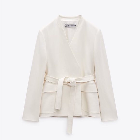 Zara Jackets & Blazers - Zara nwt linen jacket blazer casual with waist tie belt